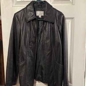 Worthington Black Leather Jacket Classic Style
